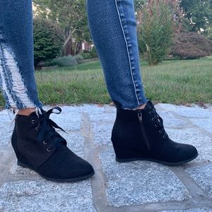 Black suede booties